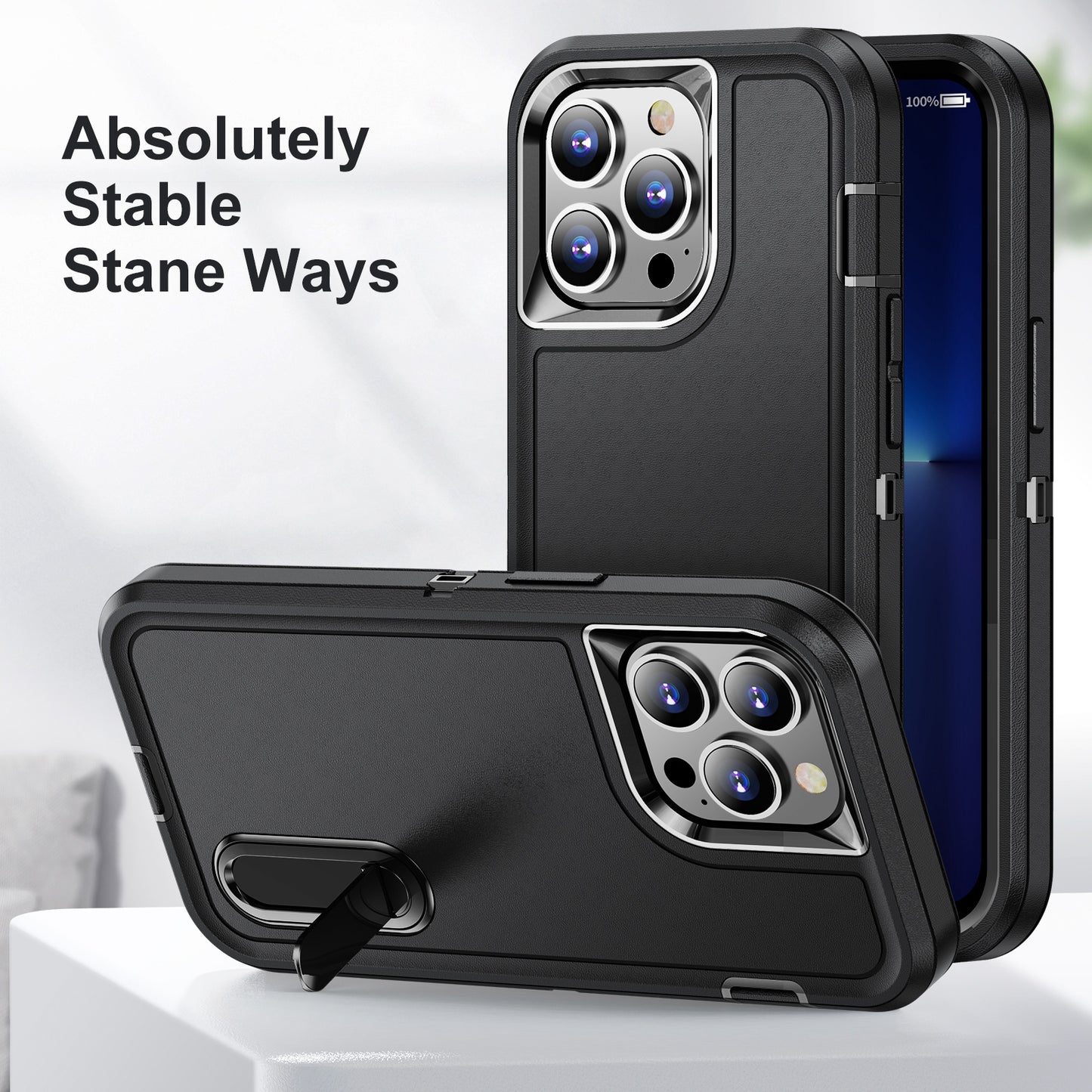 Defender Series Military Drop-resistant Phone Case for iPhone 13 Pro 6.1 inch, PC + TPU Cover with Kickstand