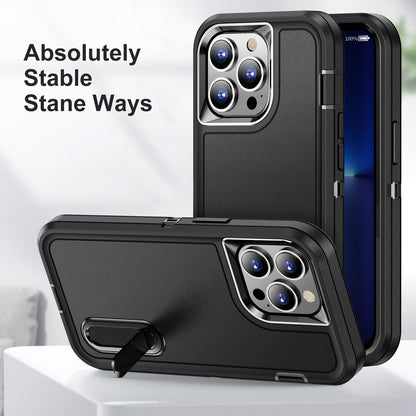 Defender Series Military Drop-resistant Phone Case for iPhone 13 Pro 6.1 inch, PC + TPU Cover with Kickstand