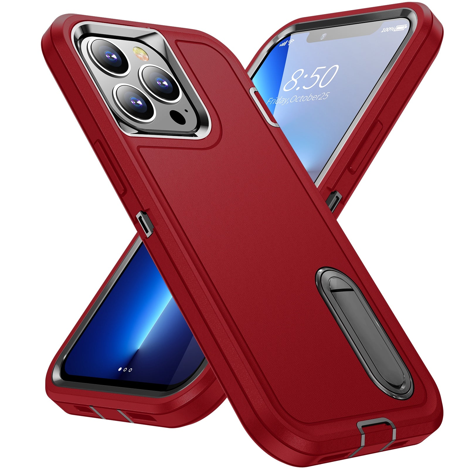 Defender Series Military Drop-resistant Phone Case for iPhone 13 Pro 6.1 inch, PC + TPU Cover with Kickstand