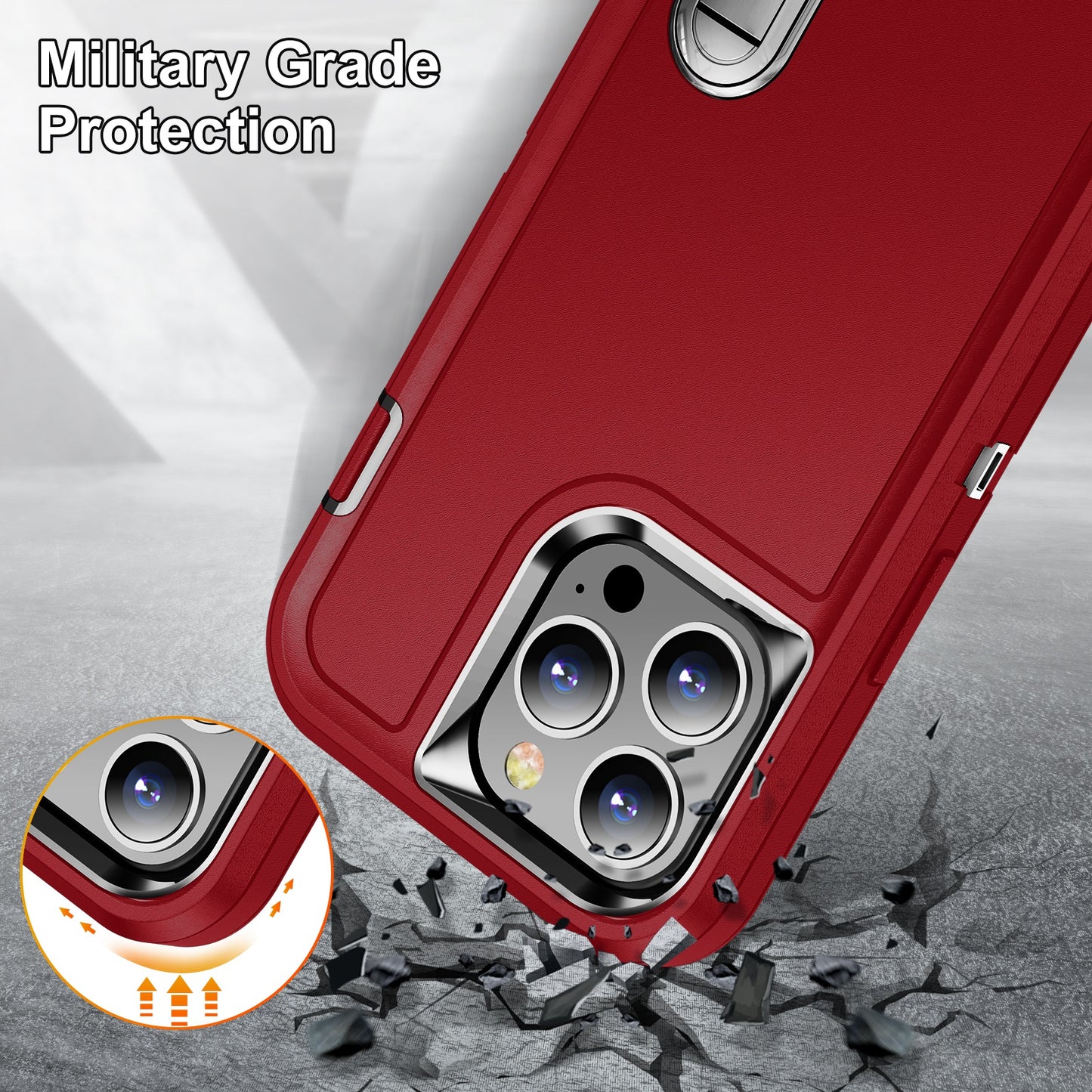 Defender Series Military Drop-resistant Phone Case for iPhone 13 Pro 6.1 inch, PC + TPU Cover with Kickstand