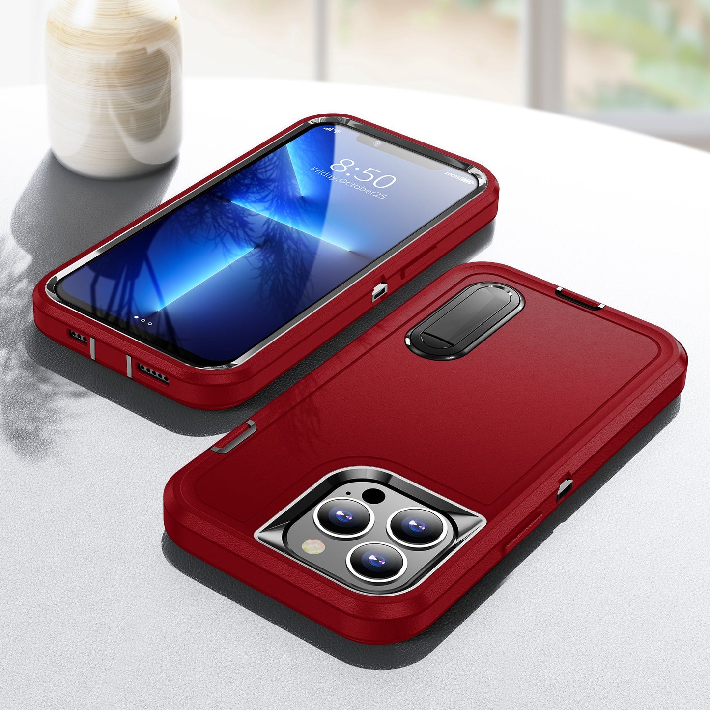 Defender Series Military Drop-resistant Phone Case for iPhone 13 Pro 6.1 inch, PC + TPU Cover with Kickstand