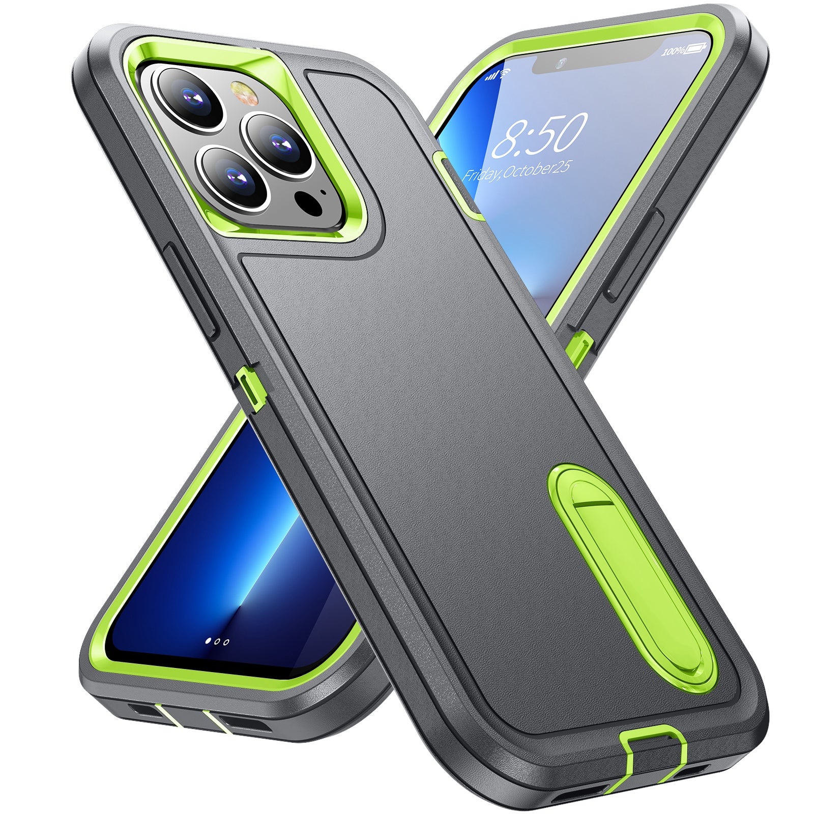 Defender Series Military Drop-resistant Phone Case for iPhone 13 Pro 6.1 inch, PC + TPU Cover with Kickstand