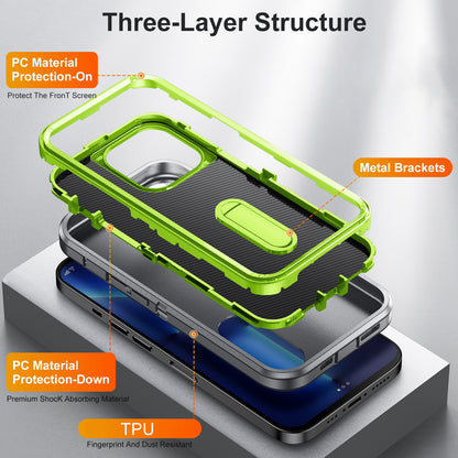 Defender Series Military Drop-resistant Phone Case for iPhone 13 Pro 6.1 inch, PC + TPU Cover with Kickstand