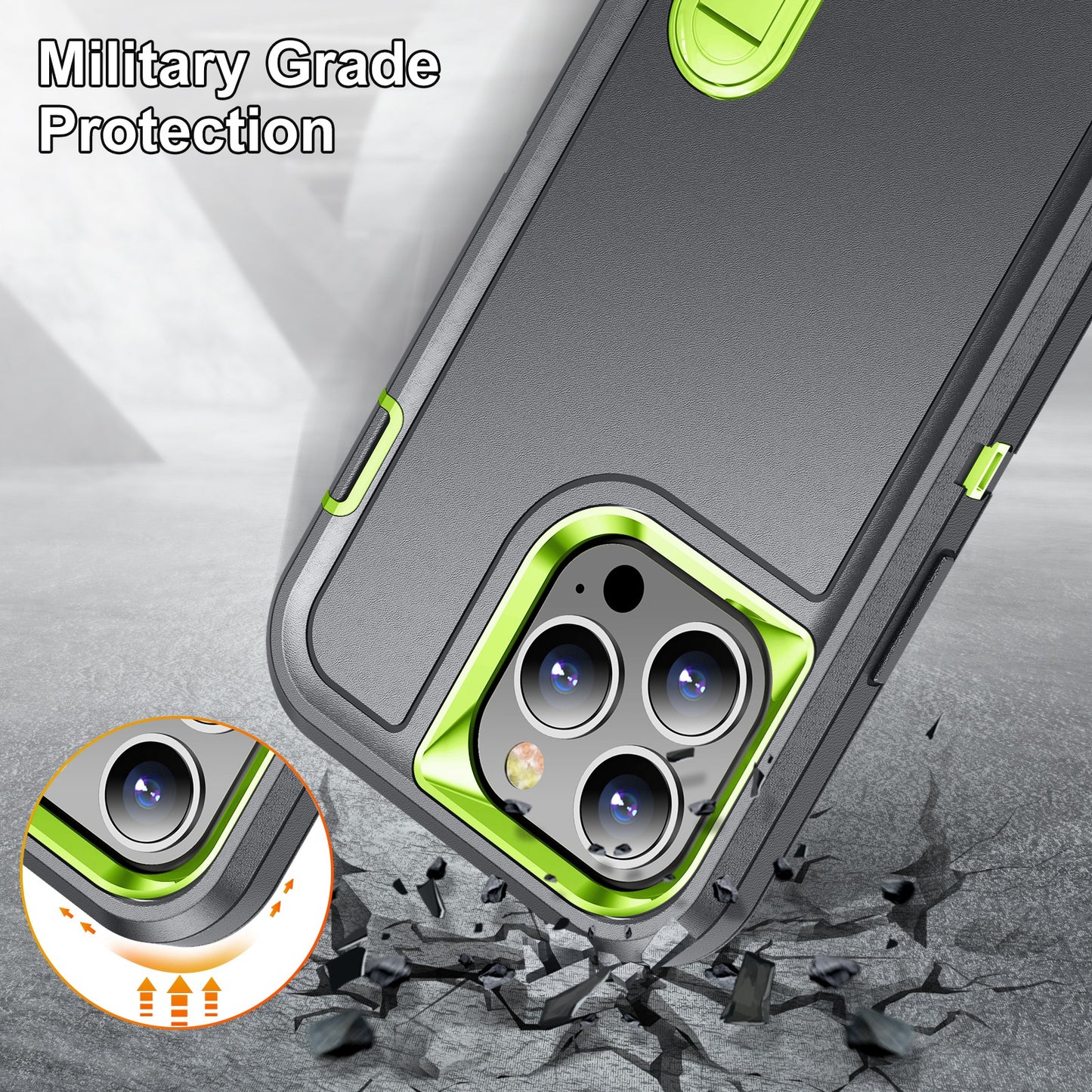 Defender Series Military Drop-resistant Phone Case for iPhone 13 Pro 6.1 inch, PC + TPU Cover with Kickstand