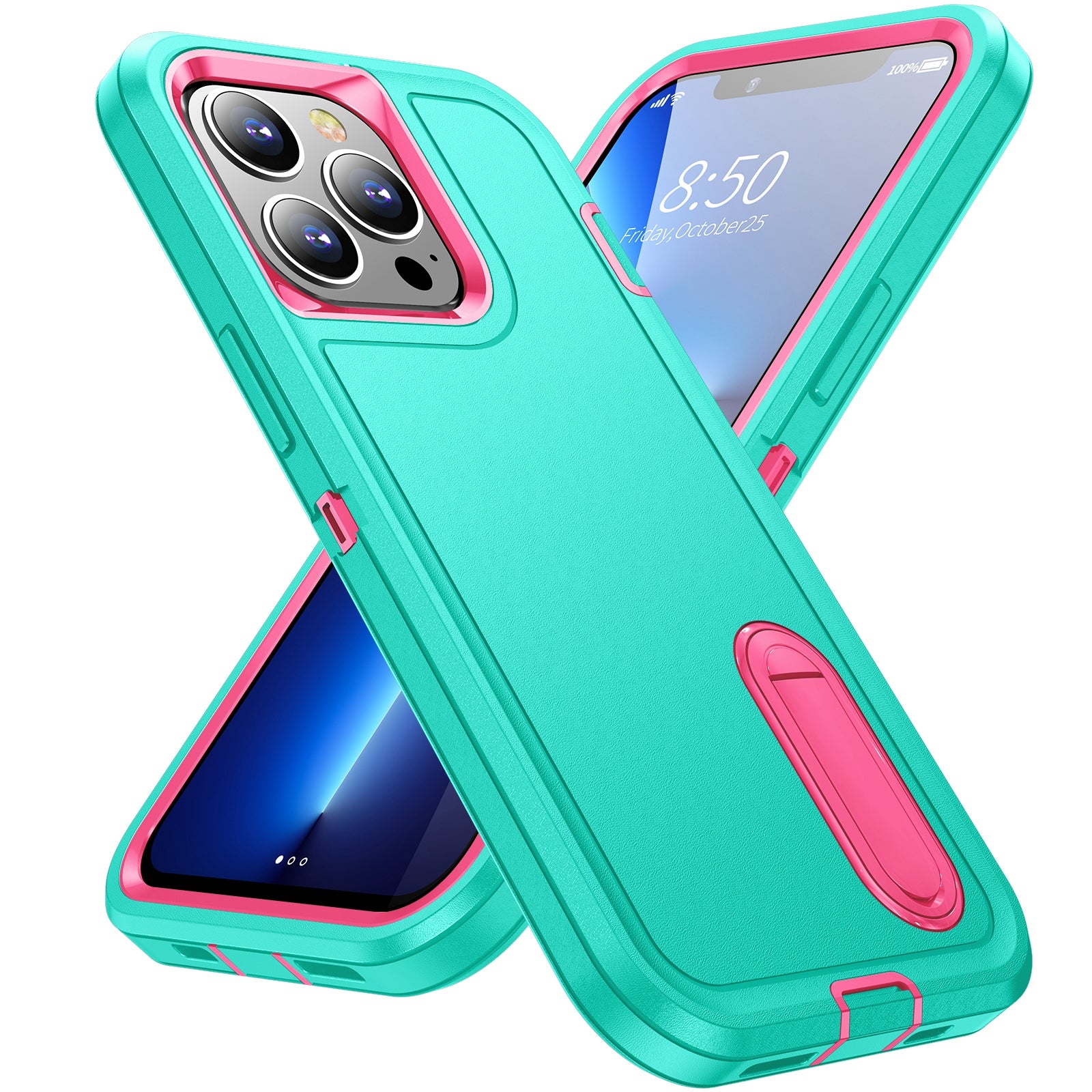Defender Series Military Drop-resistant Phone Case for iPhone 13 Pro 6.1 inch, PC + TPU Cover with Kickstand