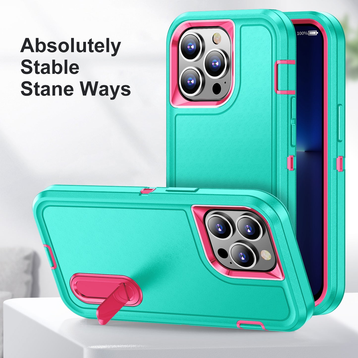 Defender Series Military Drop-resistant Phone Case for iPhone 13 Pro 6.1 inch, PC + TPU Cover with Kickstand