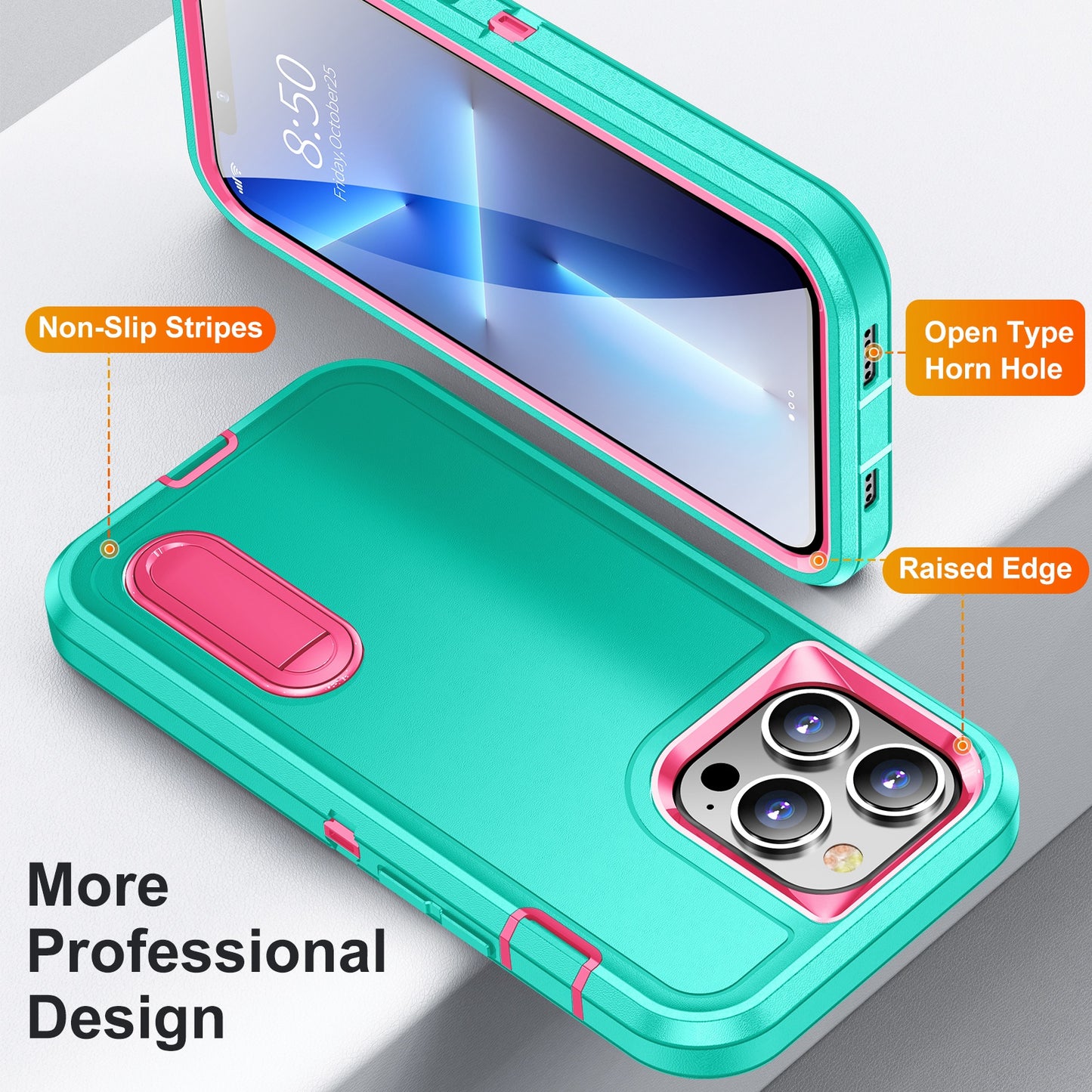 Defender Series Military Drop-resistant Phone Case for iPhone 13 Pro 6.1 inch, PC + TPU Cover with Kickstand