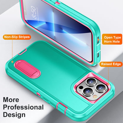 Defender Series Military Drop-resistant Phone Case for iPhone 13 Pro 6.1 inch, PC + TPU Cover with Kickstand