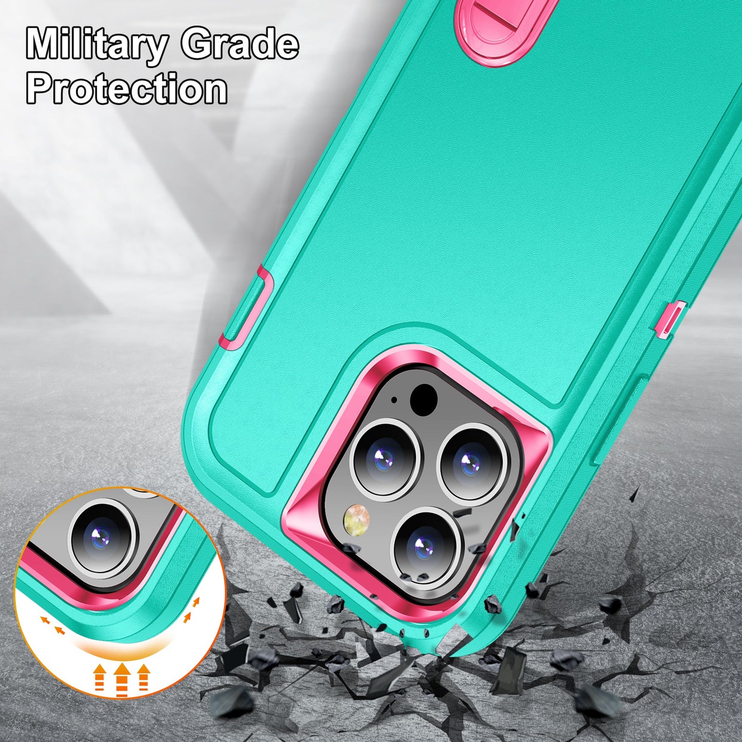Defender Series Military Drop-resistant Phone Case for iPhone 13 Pro 6.1 inch, PC + TPU Cover with Kickstand