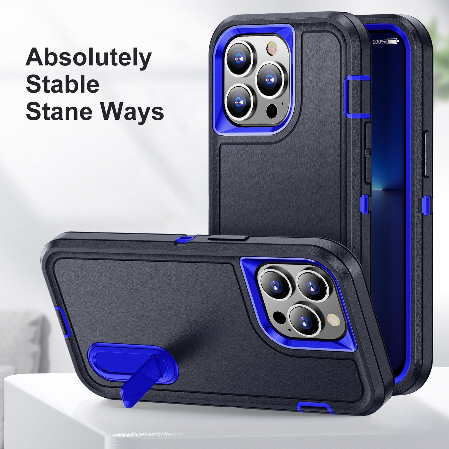 Defender Series Military Drop-resistant Phone Case for iPhone 13 Pro 6.1 inch, PC + TPU Cover with Kickstand