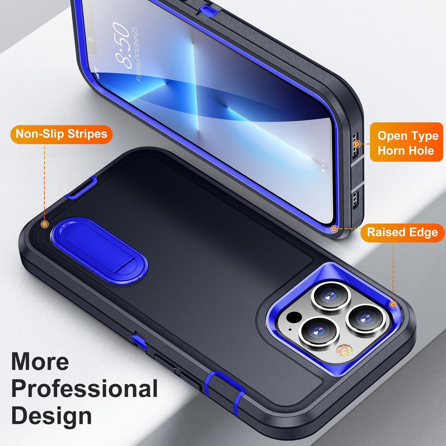 Defender Series Military Drop-resistant Phone Case for iPhone 13 Pro 6.1 inch, PC + TPU Cover with Kickstand