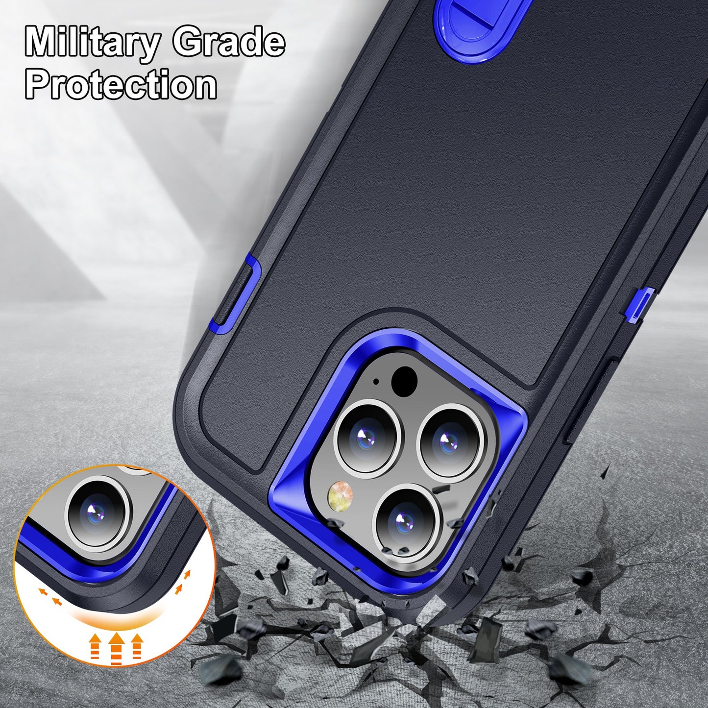 Defender Series Military Drop-resistant Phone Case for iPhone 13 Pro 6.1 inch, PC + TPU Cover with Kickstand