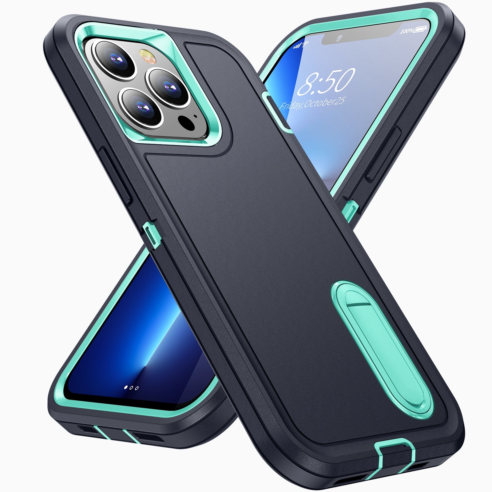 Defender Series Military Drop-resistant Phone Case for iPhone 13 Pro 6.1 inch, PC + TPU Cover with Kickstand