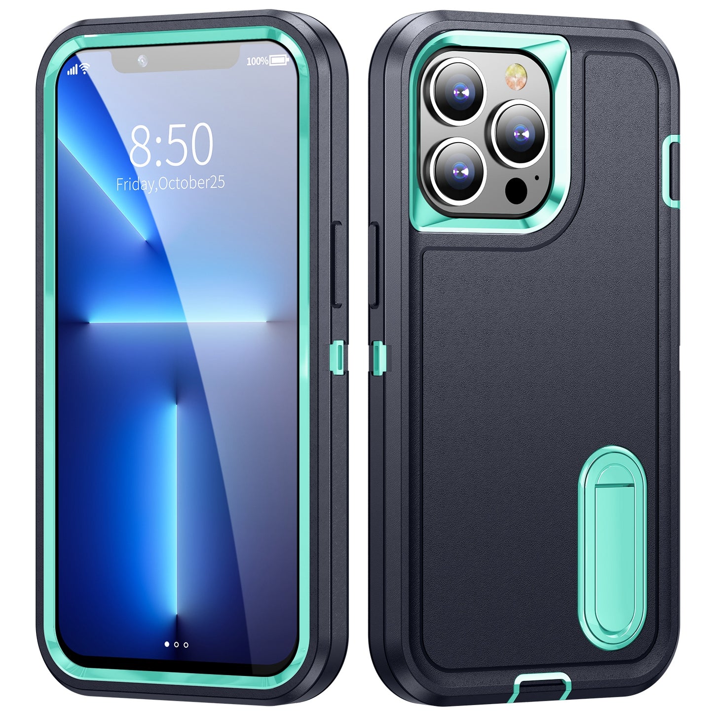 Defender Series Military Drop-resistant Phone Case for iPhone 13 Pro 6.1 inch, PC + TPU Cover with Kickstand