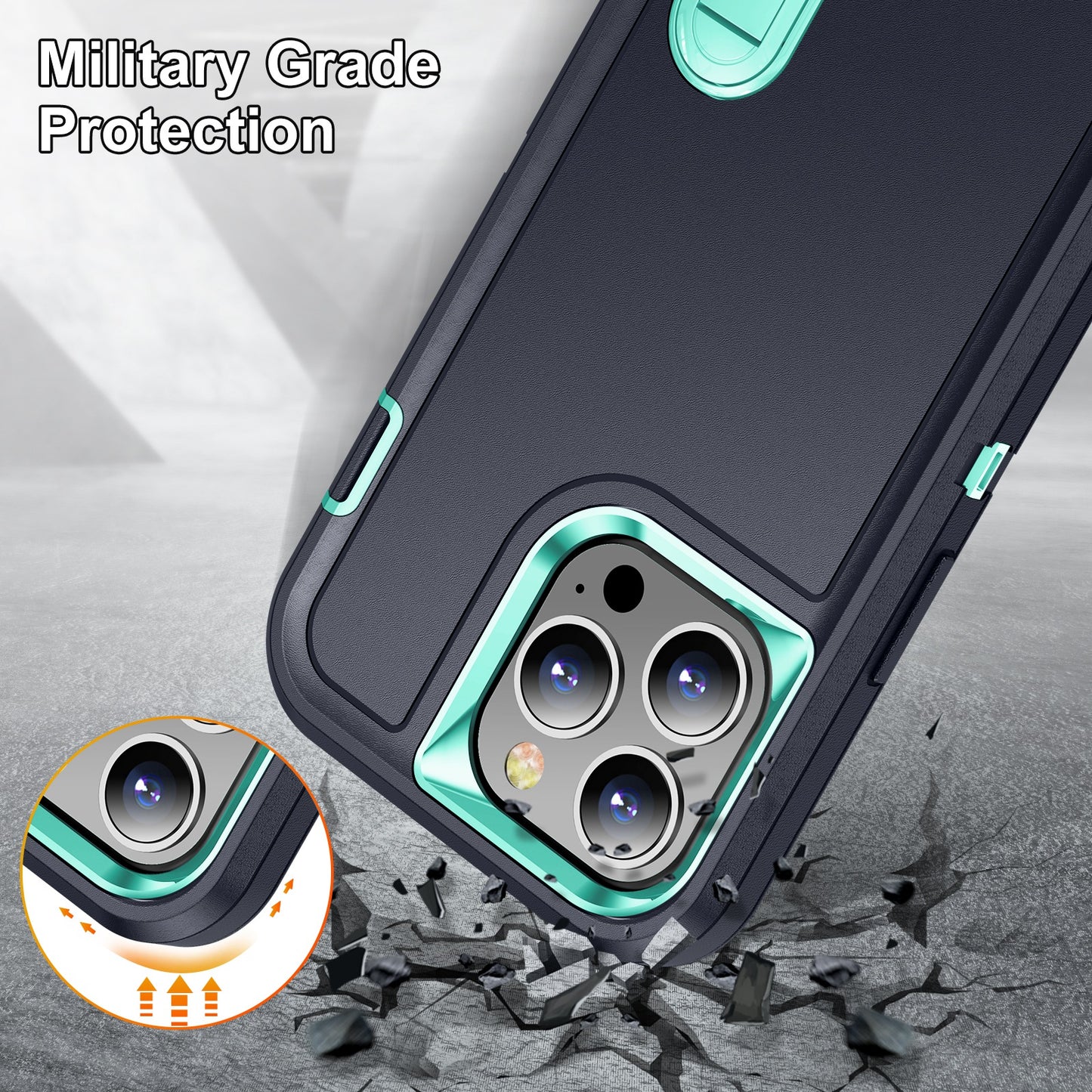 Defender Series Military Drop-resistant Phone Case for iPhone 13 Pro 6.1 inch, PC + TPU Cover with Kickstand