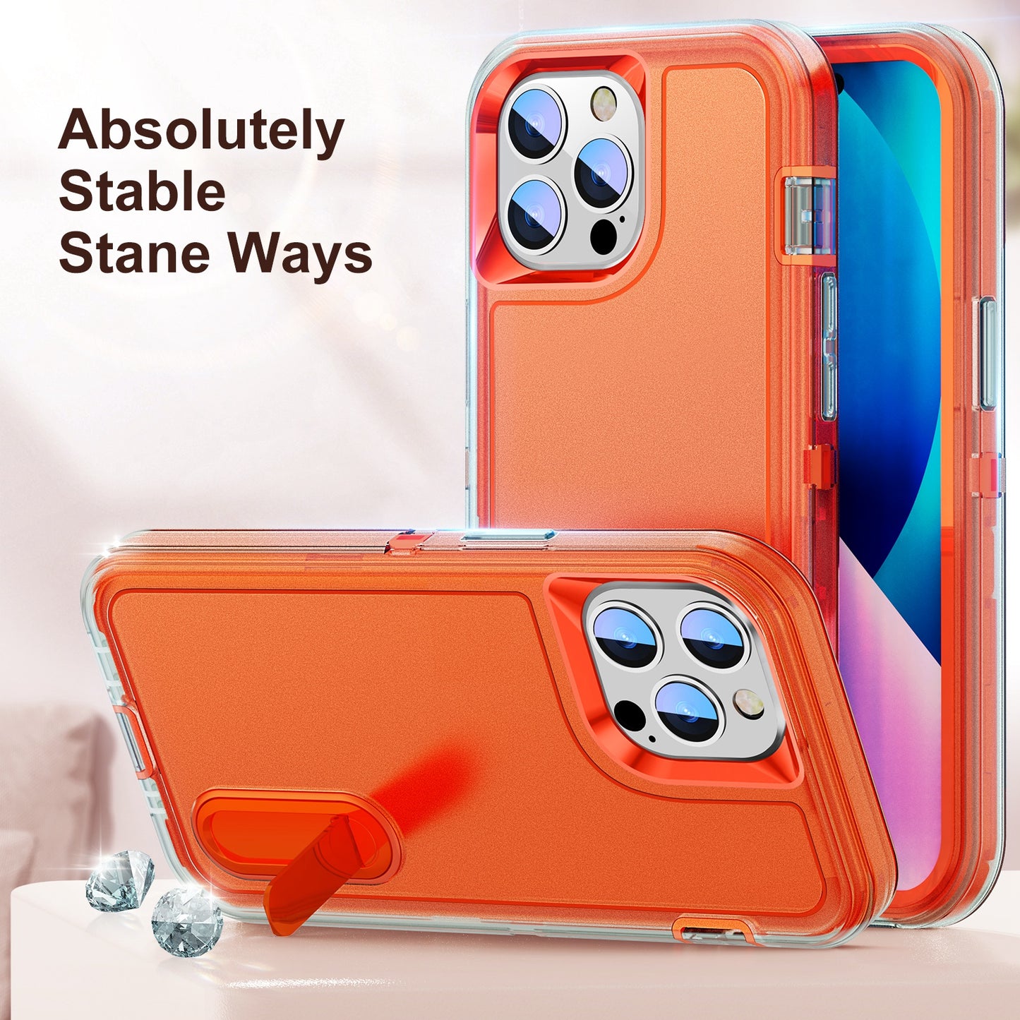 Defender Series Military Drop-resistant Phone Case for iPhone 13 Pro 6.1 inch, PC + TPU Cover with Kickstand
