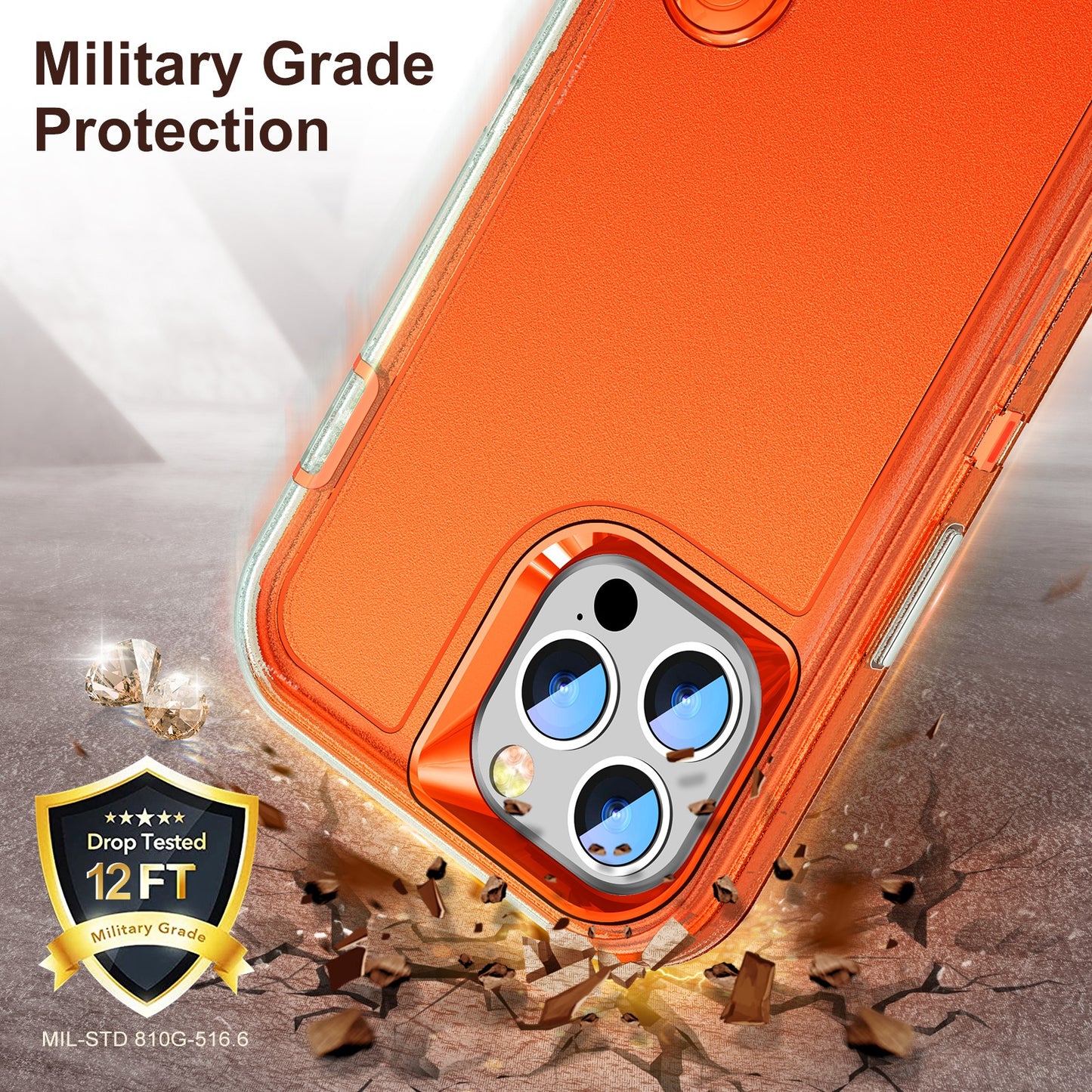Defender Series Military Drop-resistant Phone Case for iPhone 13 Pro 6.1 inch, PC + TPU Cover with Kickstand