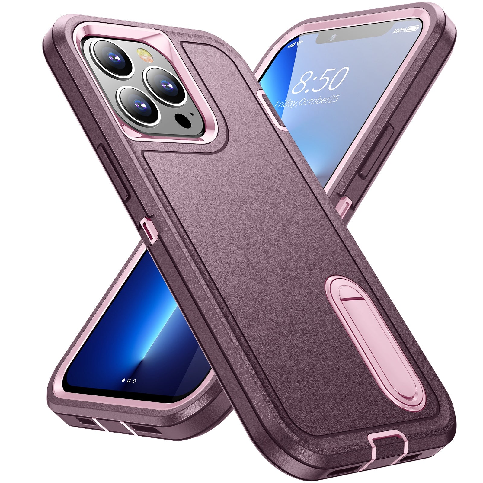 Defender Series Military Drop-resistant Phone Case for iPhone 13 Pro 6.1 inch, PC + TPU Cover with Kickstand