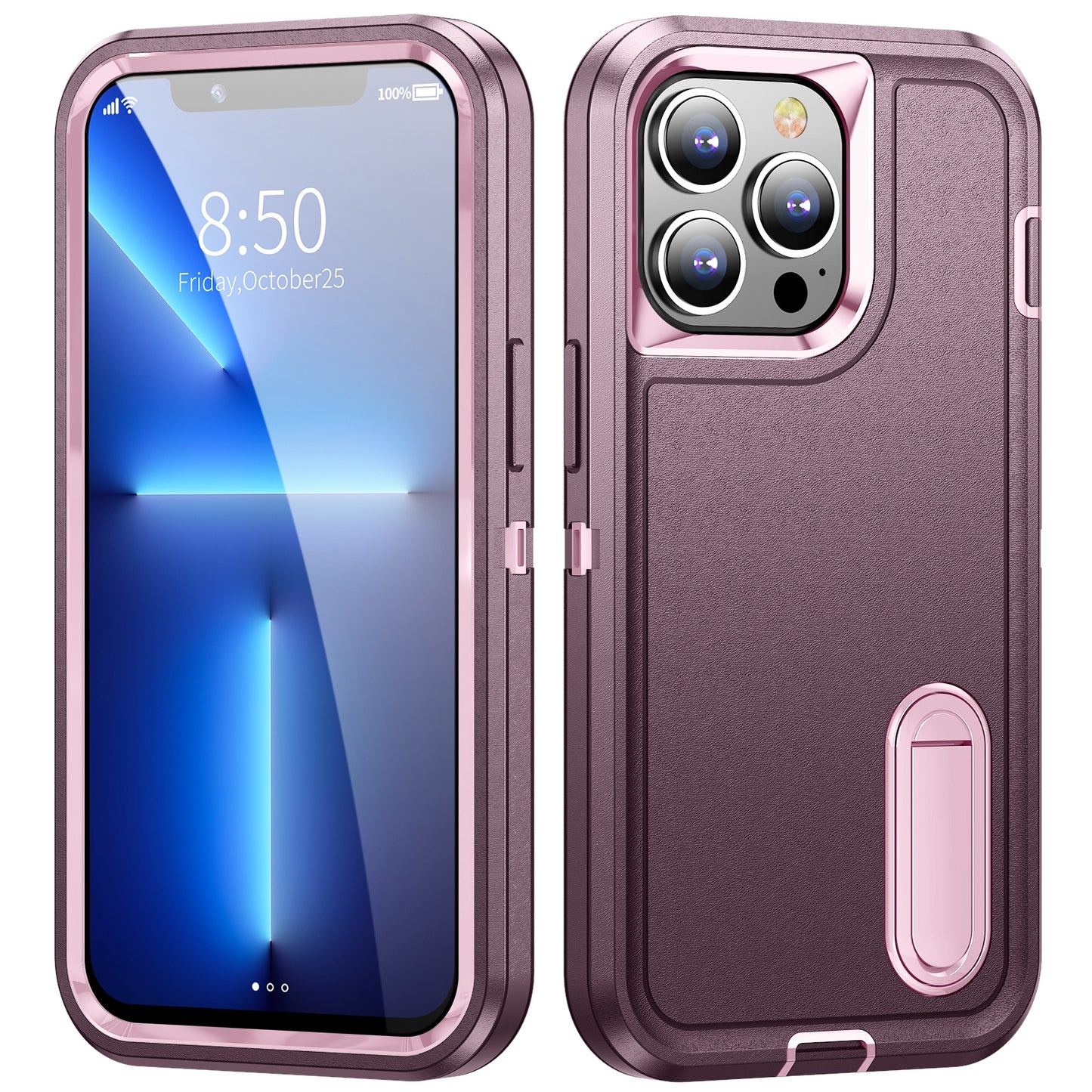 Defender Series Military Drop-resistant Phone Case for iPhone 13 Pro 6.1 inch, PC + TPU Cover with Kickstand