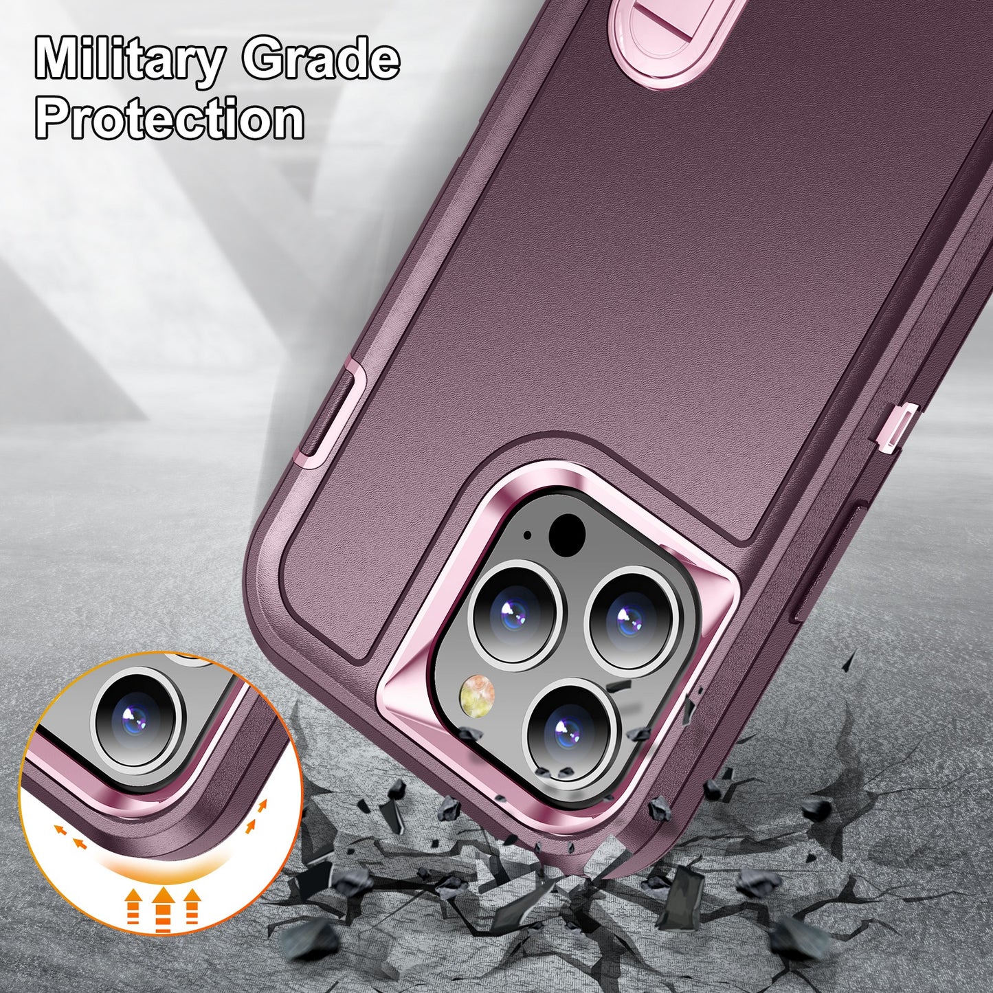Defender Series Military Drop-resistant Phone Case for iPhone 13 Pro 6.1 inch, PC + TPU Cover with Kickstand
