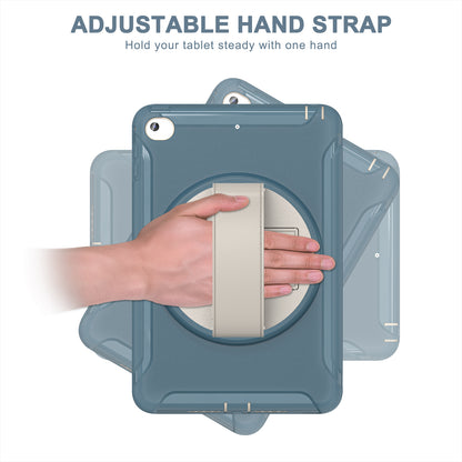 For iPad mini (2019) 7.9 inch/iPad mini 4 Rotary Kickstand PC + Silicone Hybrid Cover Anti-drop Tablet Case with Hand Strap