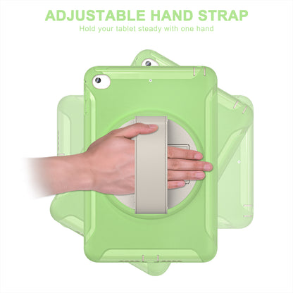 For iPad mini (2019) 7.9 inch/iPad mini 4 Rotary Kickstand PC + Silicone Hybrid Cover Anti-drop Tablet Case with Hand Strap