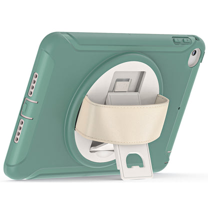 For iPad mini (2019) 7.9 inch/iPad mini 4 Rotary Kickstand PC + Silicone Hybrid Cover Anti-drop Tablet Case with Hand Strap