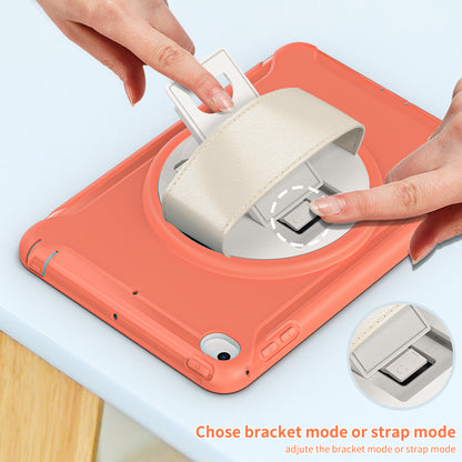 For iPad mini (2019) 7.9 inch/iPad mini 4 Rotary Kickstand PC + Silicone Hybrid Cover Anti-drop Tablet Case with Hand Strap