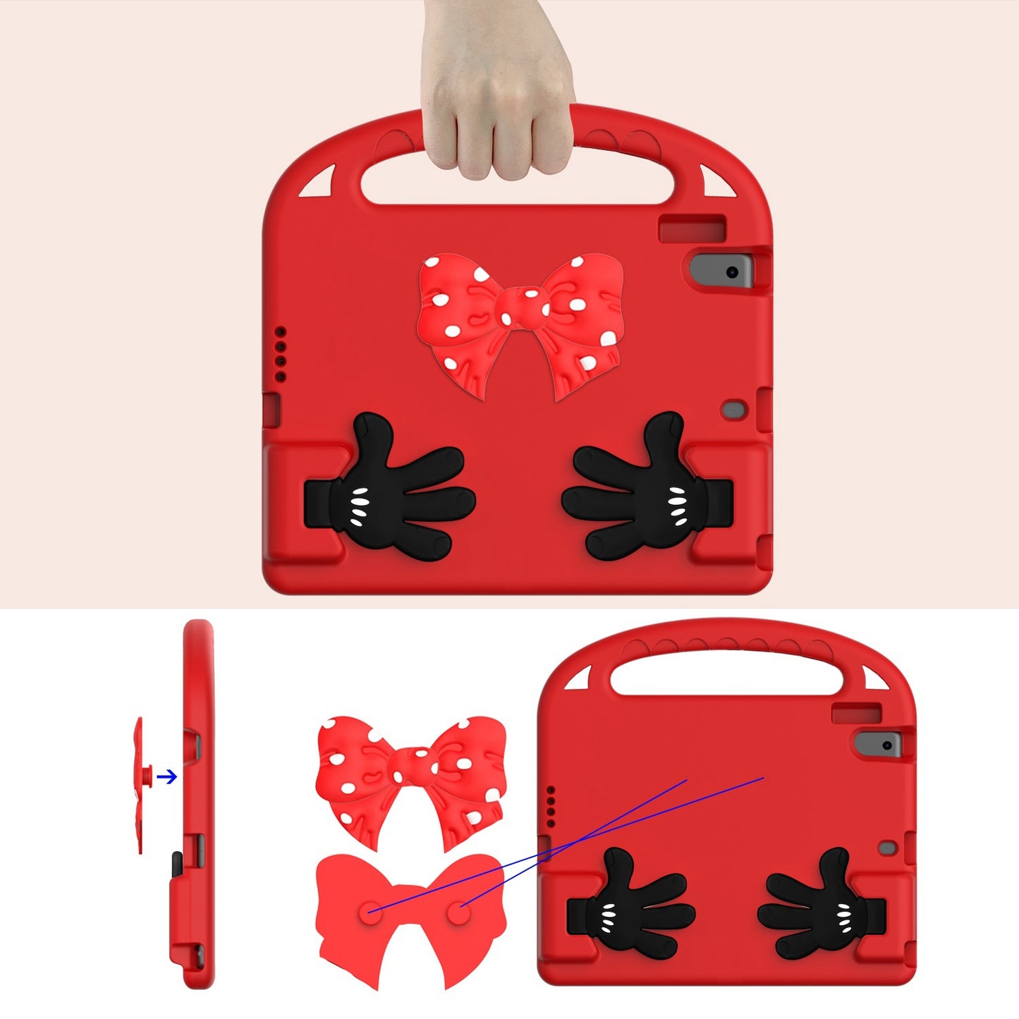 For iPad 9.7-inch (2017)/(2018)/iPad Pro 9.7-inch (2016)/iPad Air (2013)/Air 2 EVA Tablet Protective Case Palm Shape Kickstand Hand-held Grip Cover