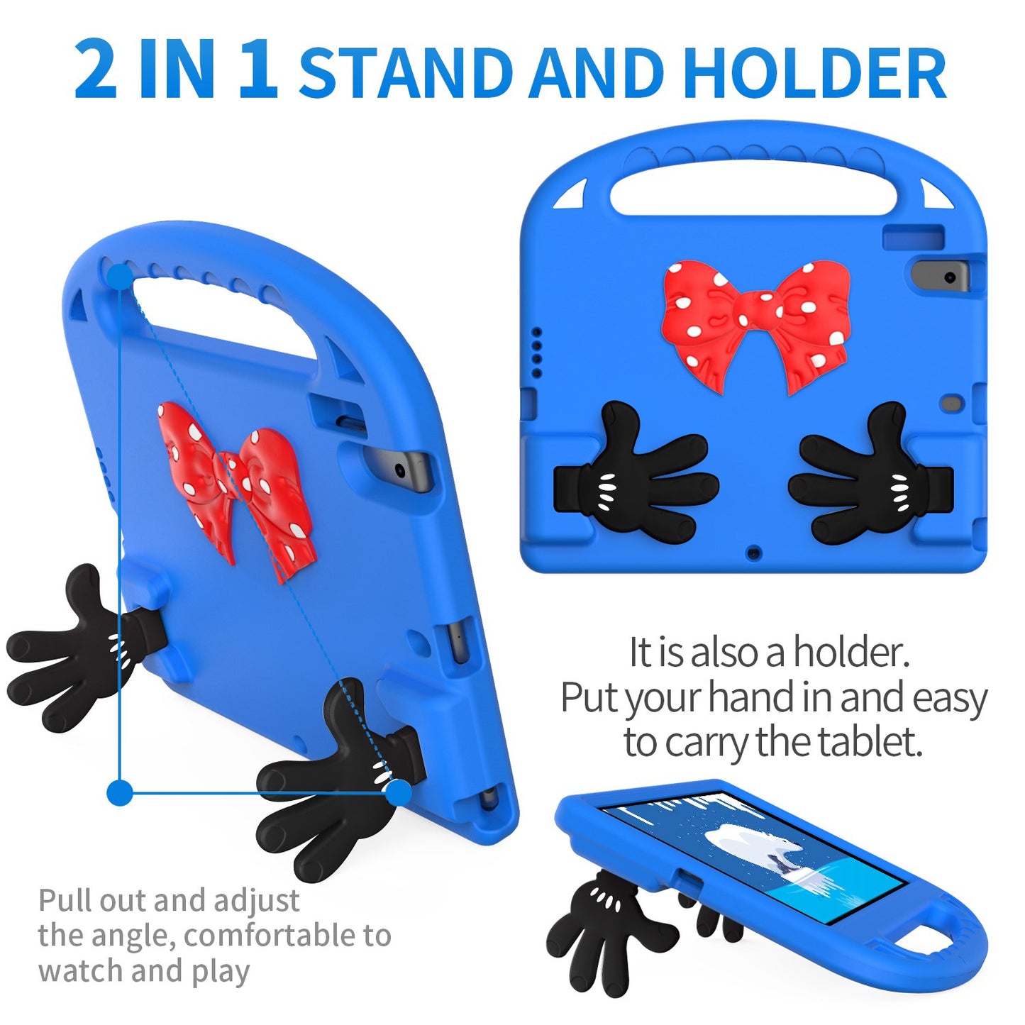 For iPad 9.7-inch (2017)/(2018)/iPad Pro 9.7-inch (2016)/iPad Air (2013)/Air 2 EVA Tablet Protective Case Palm Shape Kickstand Hand-held Grip Cover
