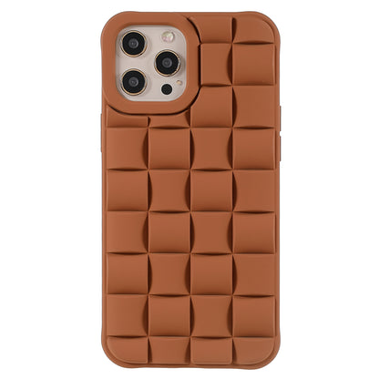 For iPhone 13 Pro 6.1 inch Mobile Phone Case Silicone Rubberized Shockproof 3D Grid Textured Phone Cover