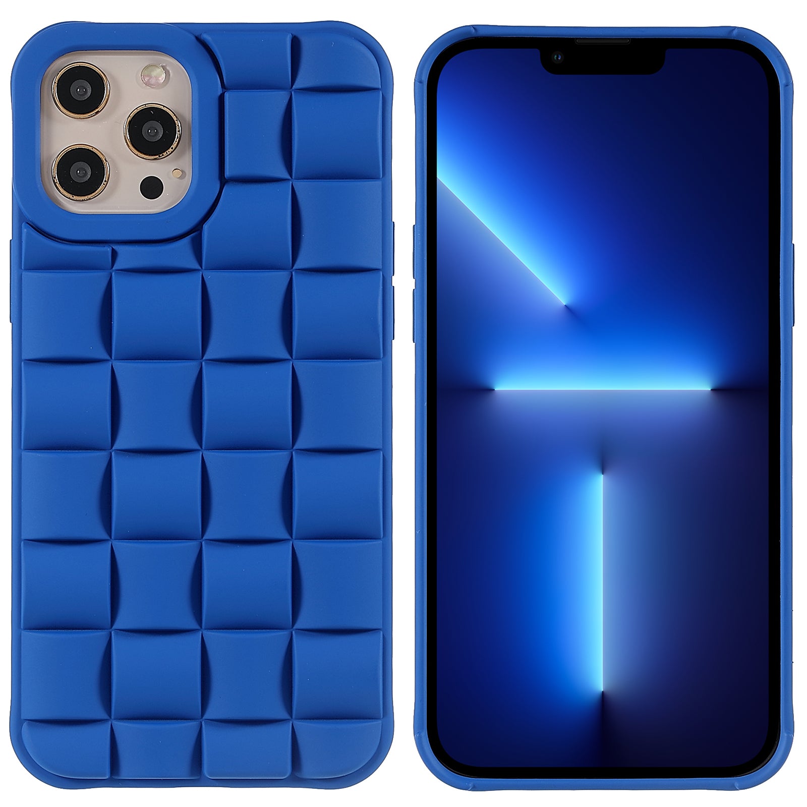 For iPhone 13 Pro 6.1 inch Mobile Phone Case Silicone Rubberized Shockproof 3D Grid Textured Phone Cover