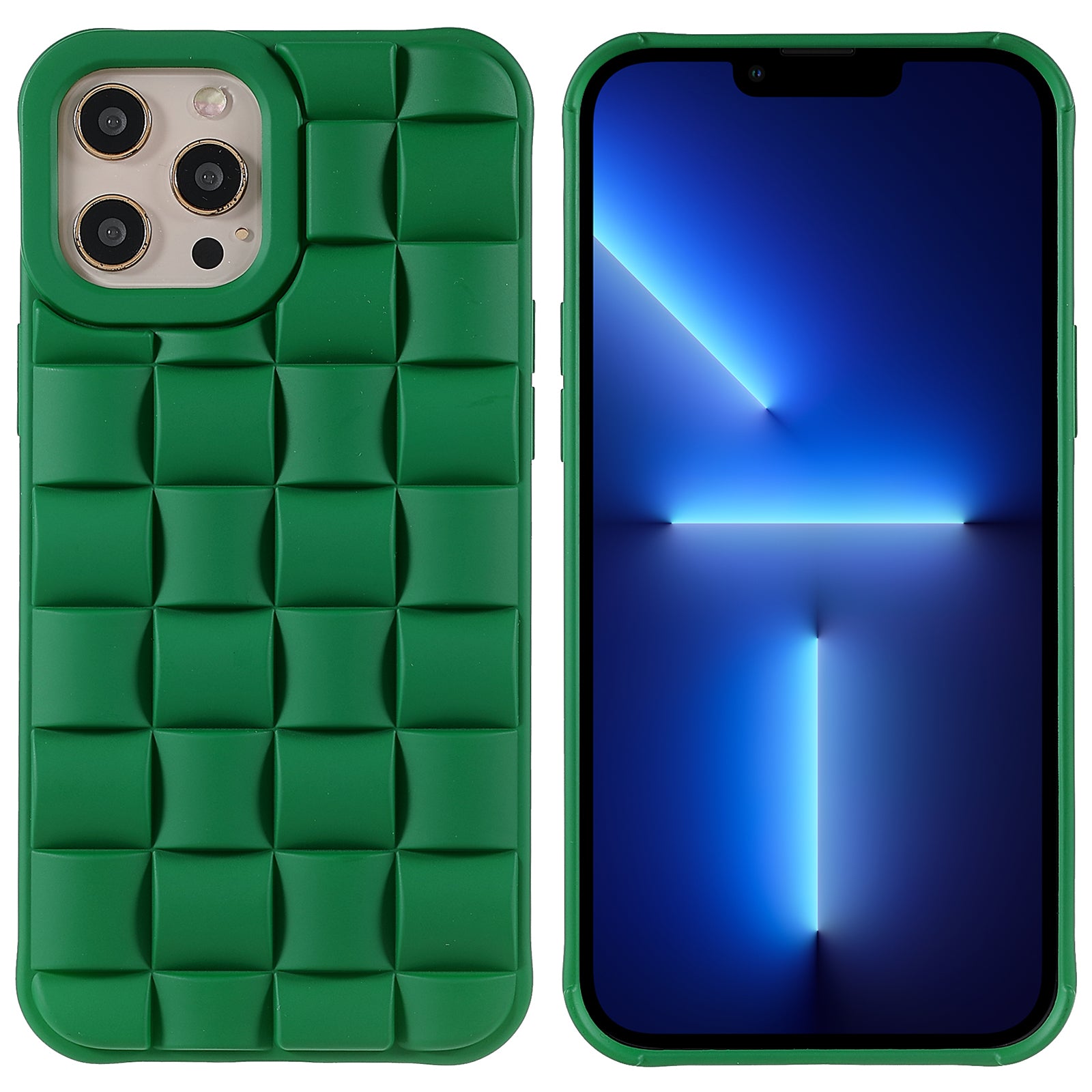 For iPhone 13 Pro 6.1 inch Mobile Phone Case Silicone Rubberized Shockproof 3D Grid Textured Phone Cover