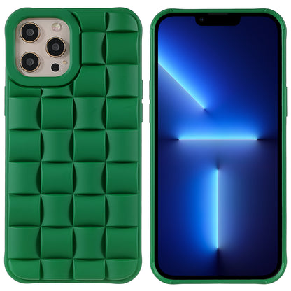 For iPhone 13 Pro 6.1 inch Mobile Phone Case Silicone Rubberized Shockproof 3D Grid Textured Phone Cover