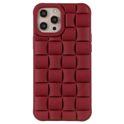 For iPhone 13 Pro 6.1 inch Mobile Phone Case Silicone Rubberized Shockproof 3D Grid Textured Phone Cover