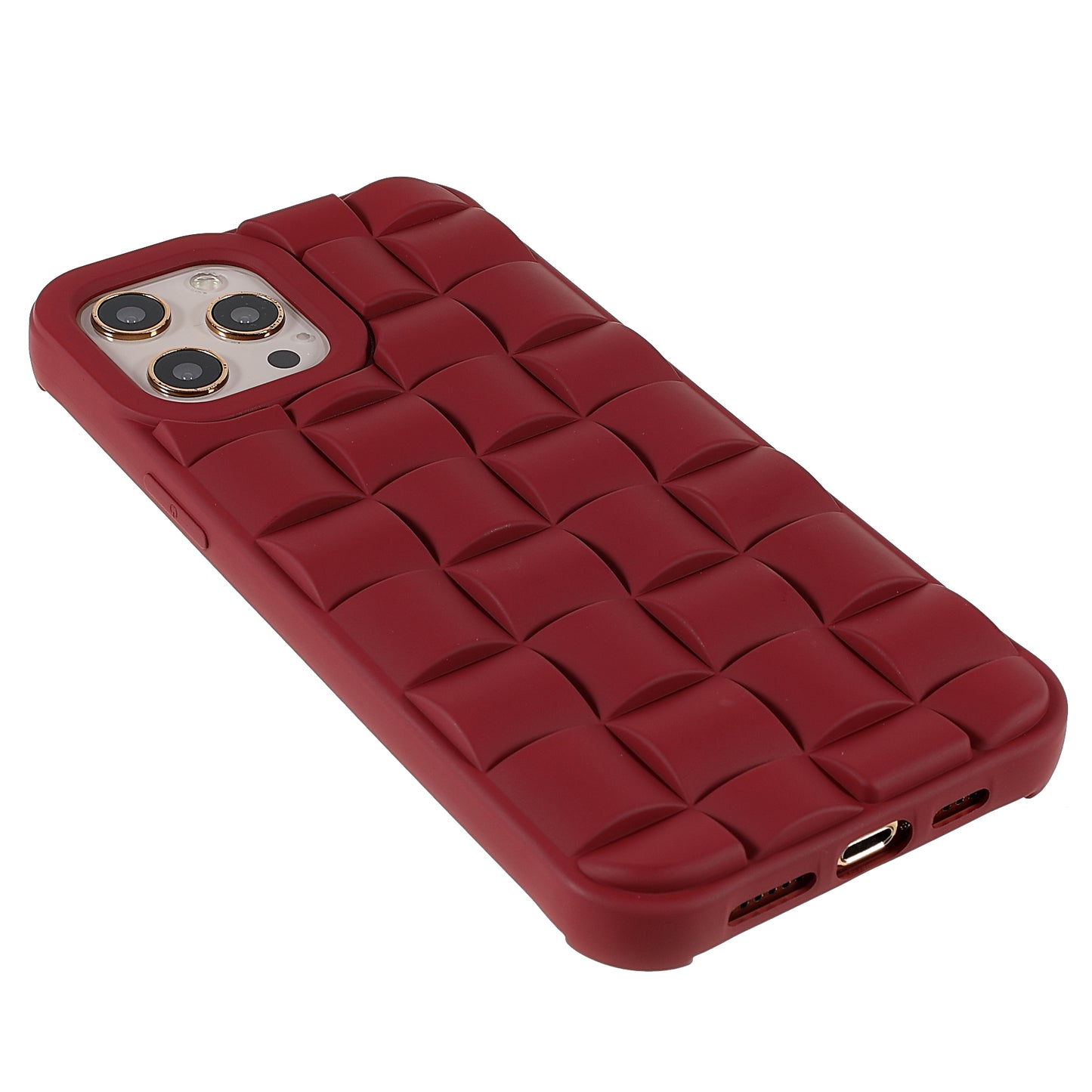 For iPhone 13 Pro 6.1 inch Mobile Phone Case Silicone Rubberized Shockproof 3D Grid Textured Phone Cover