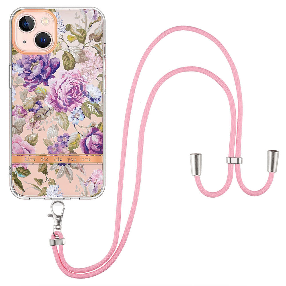 YB IMD Series TPU Phone Case for iPhone 13 mini 5.4 inch, IMD IML Phone Protective Cover with Adjustable Lanyard