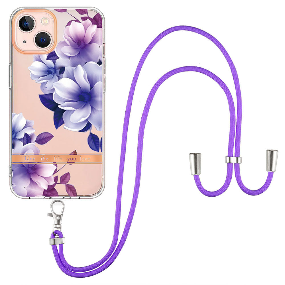 YB IMD Series TPU Phone Case for iPhone 13 mini 5.4 inch, IMD IML Phone Protective Cover with Adjustable Lanyard