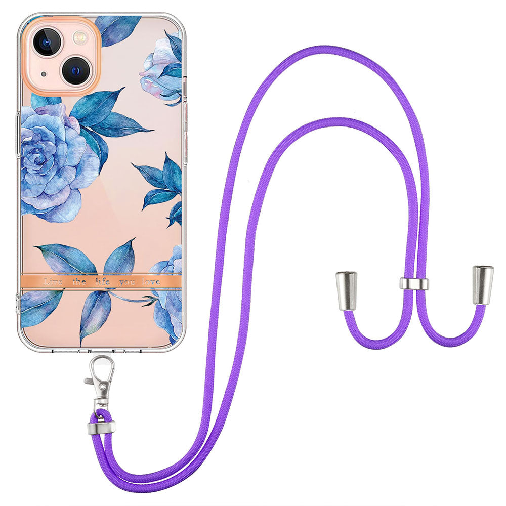 YB IMD Series TPU Phone Case for iPhone 13 mini 5.4 inch, IMD IML Phone Protective Cover with Adjustable Lanyard