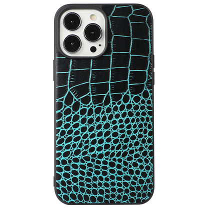 For iPhone 13 Pro 6.1 inch Mobile Phone Cover Genuine Cowhide Leather Crocodile Texture Inner PC + TPU Phone Case