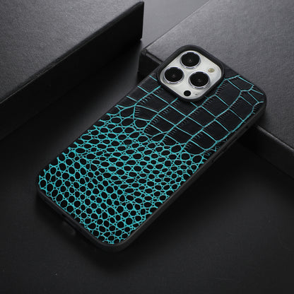 For iPhone 13 Pro 6.1 inch Mobile Phone Cover Genuine Cowhide Leather Crocodile Texture Inner PC + TPU Phone Case