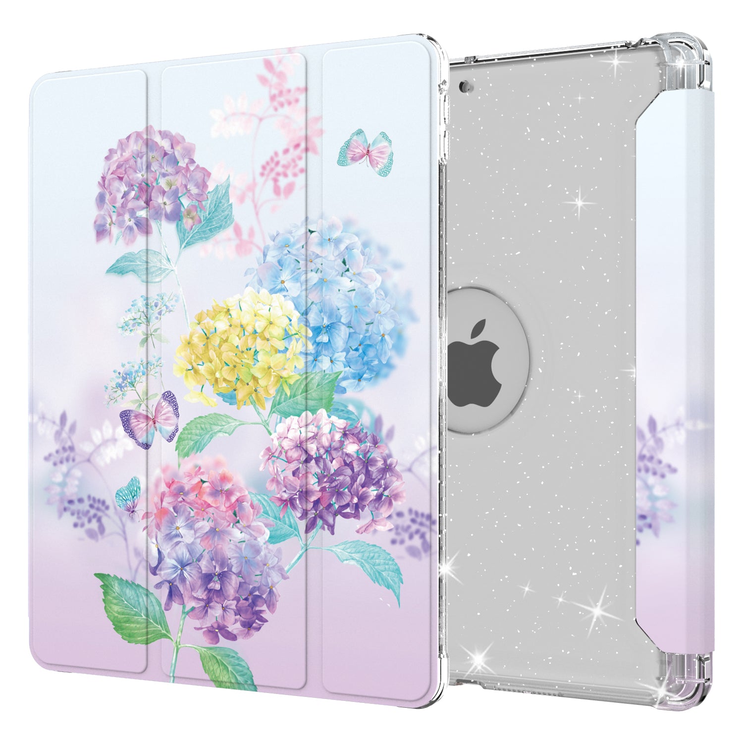 For iPad 10.2 (2021)/(2020)/(2019) Trifold Stand TPU+PU Leather Glittery Sequins Pattern Stylish Tablet Case Cover