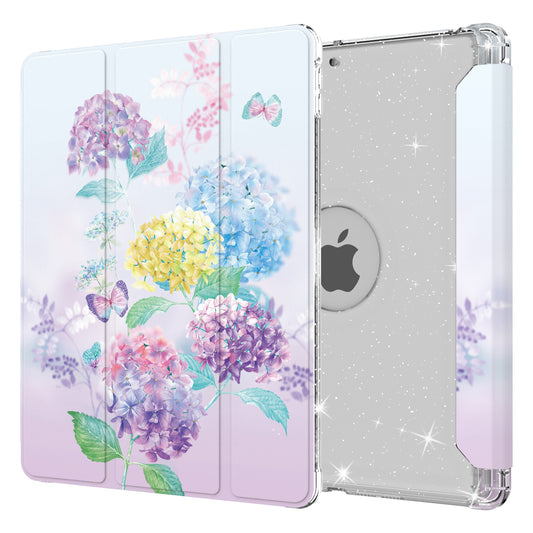 For iPad 10.2 (2021)/(2020)/(2019) Trifold Stand TPU+PU Leather Glittery Sequins Pattern Stylish Tablet Case Cover