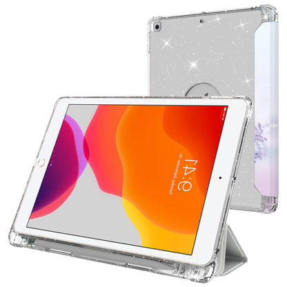 For iPad 10.2 (2021)/(2020)/(2019) Trifold Stand TPU+PU Leather Glittery Sequins Pattern Stylish Tablet Case Cover