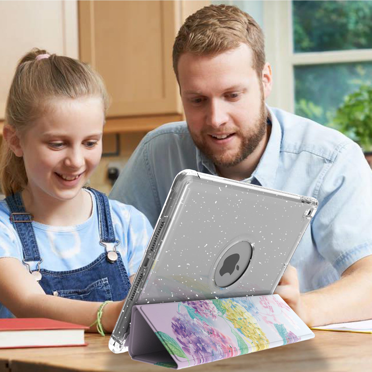 For iPad 10.2 (2021)/(2020)/(2019) Trifold Stand TPU+PU Leather Glittery Sequins Pattern Stylish Tablet Case Cover