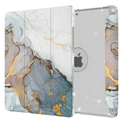For iPad 10.2 (2021)/(2020)/(2019) Trifold Stand TPU+PU Leather Glittery Sequins Pattern Stylish Tablet Case Cover