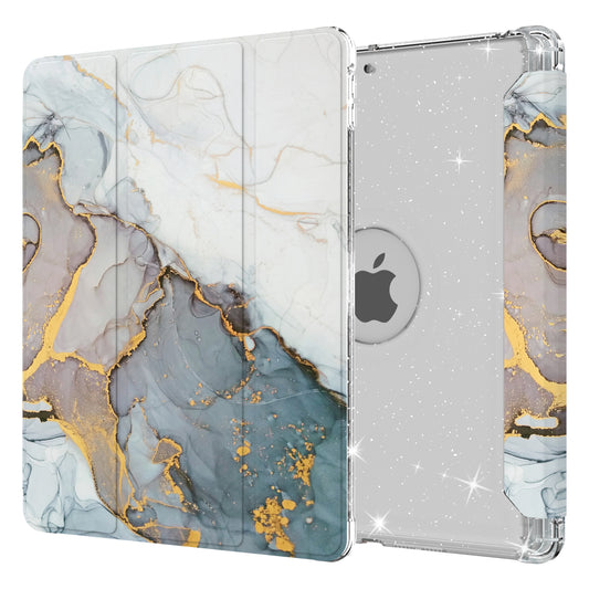 For iPad 10.2 (2021)/(2020)/(2019) Trifold Stand TPU+PU Leather Glittery Sequins Pattern Stylish Tablet Case Cover