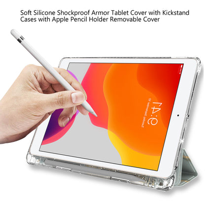 For iPad 10.2 (2021)/(2020)/(2019) Trifold Stand TPU+PU Leather Glittery Sequins Pattern Stylish Tablet Case Cover