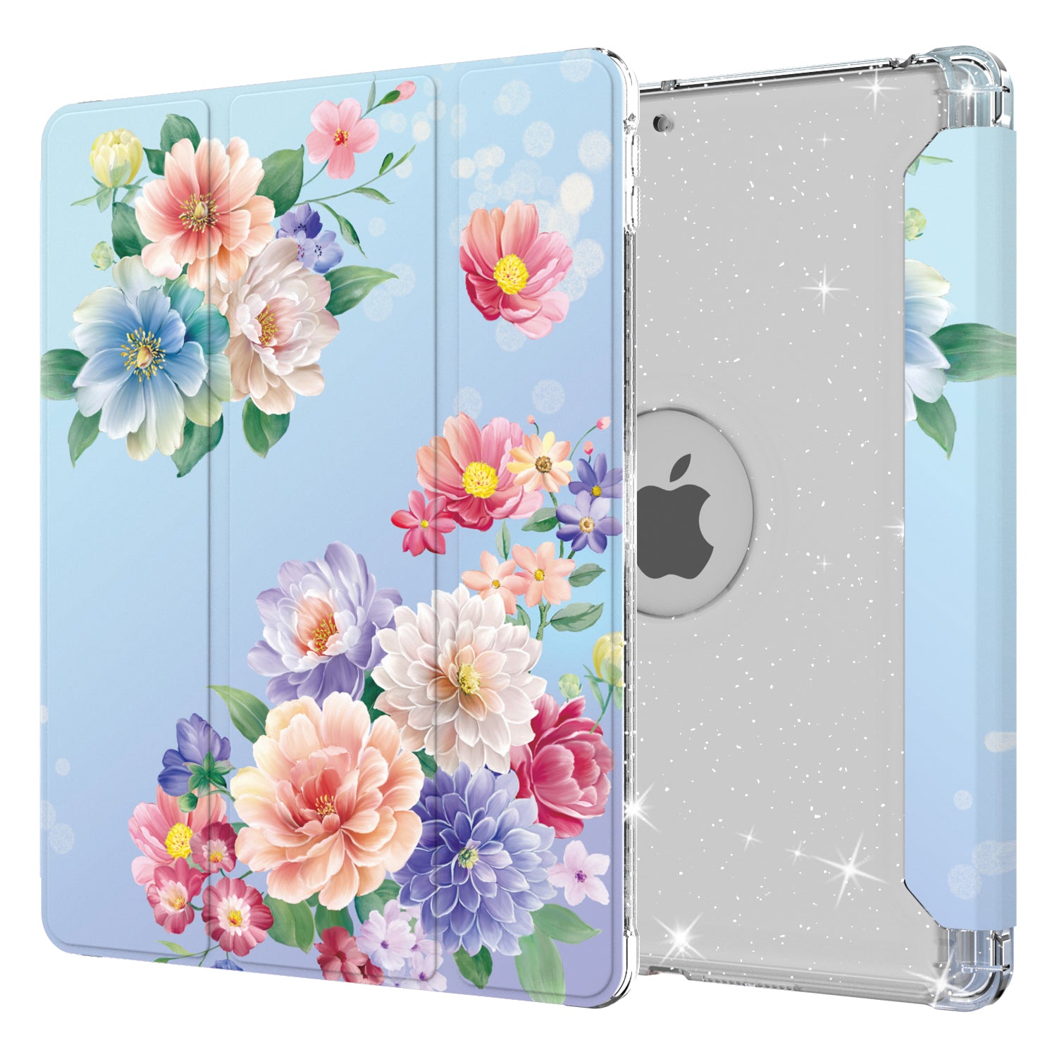 For iPad 10.2 (2021)/(2020)/(2019) Trifold Stand TPU+PU Leather Glittery Sequins Pattern Stylish Tablet Case Cover