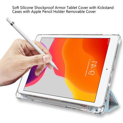 For iPad 10.2 (2021)/(2020)/(2019) Trifold Stand TPU+PU Leather Glittery Sequins Pattern Stylish Tablet Case Cover